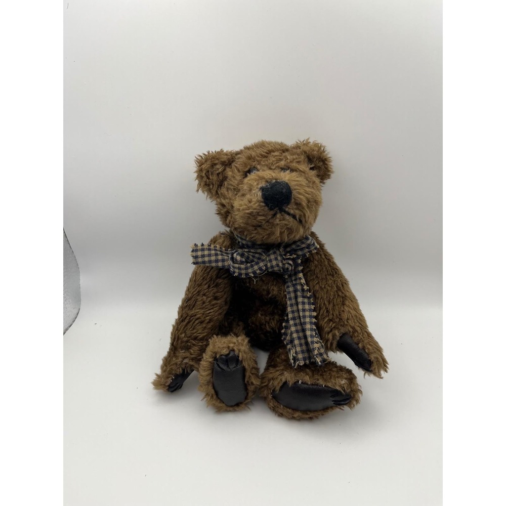 Boyds Bears J.B. Bean Series Teddy Bear 1995 Vintage Brown Plush Checked Scarf